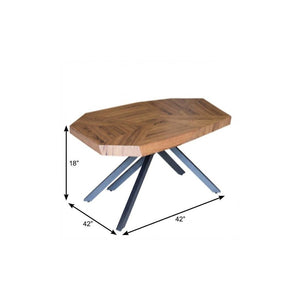 42" Brown And Black Wood And Iron Free Form Coffee Table