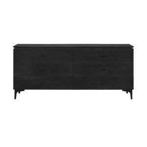 63" Black Six Drawer Double Dresser