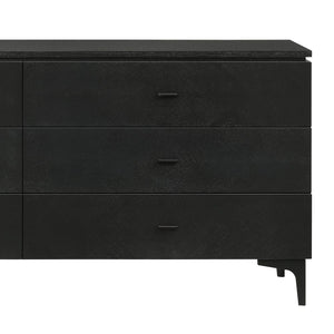 63" Black Wood Six Drawer Double Dresser
