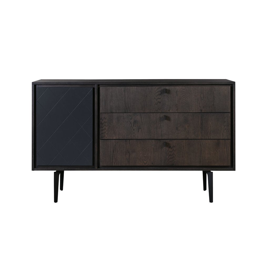 38" Gray Solid Wood Three Drawer Combo Dresser