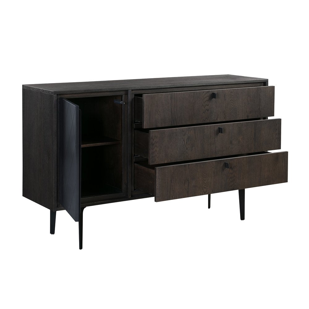 38" Gray Solid Wood Three Drawer Combo Dresser