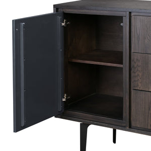 38" Gray Solid Wood Three Drawer Combo Dresser