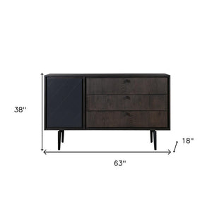 38" Gray Solid Wood Three Drawer Combo Dresser