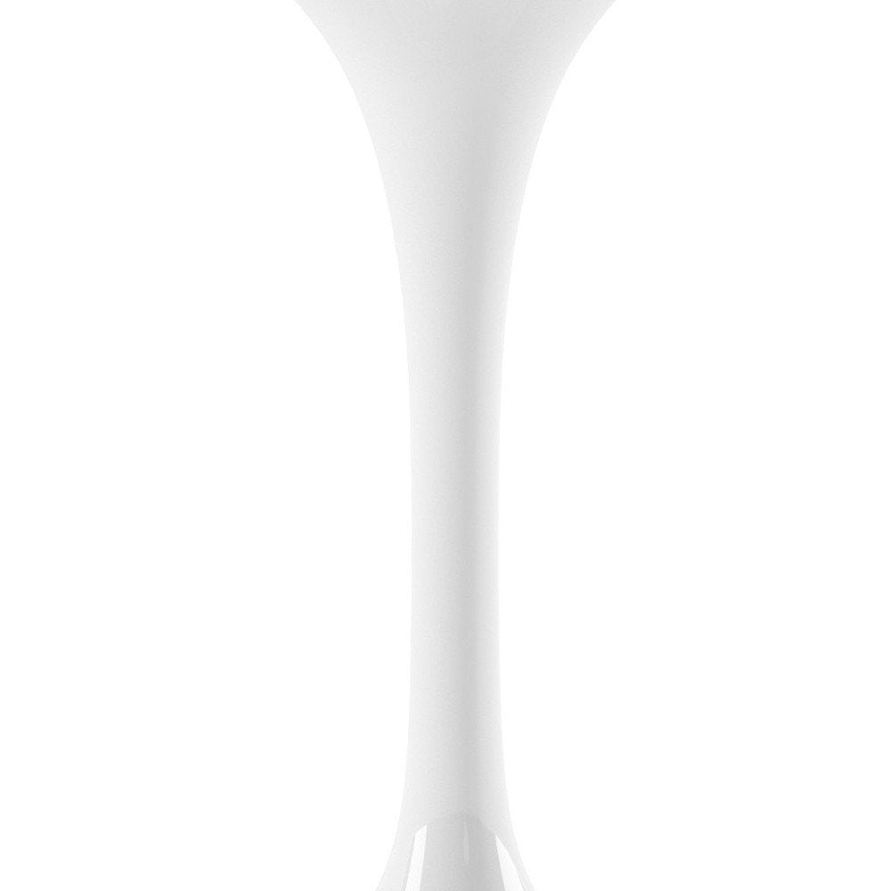 32" White Rounded Fiberglass And Metal Pedestal Base Dining Table