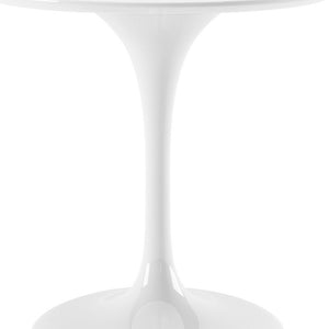 32" White Rounded Fiberglass And Metal Pedestal Base Dining Table