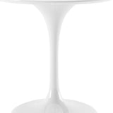 32" White Rounded Fiberglass And Metal Pedestal Base Dining Table
