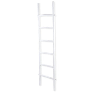 76" White Six Step Solid Wood Decorative Ladder