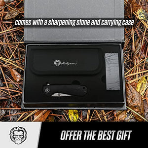 The Peasant Folding Pocket Knife Giftset for Men and Women (Silver and Black)