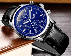 Men's  Waterproof Watch With Chronometers Date Display And Fluorescent Pointers Excellent Look Perfect Gift
