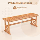 51 Inches Outdoor Acacia Wood Bench with Slatted Seat and 800 lbs Weight Capacity-1 Piece