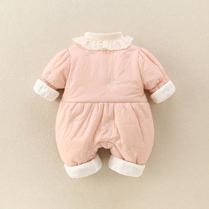 Girls' Baby Cute Jumpsuit Thickened Outer Wear Days Warm In Late Autumn