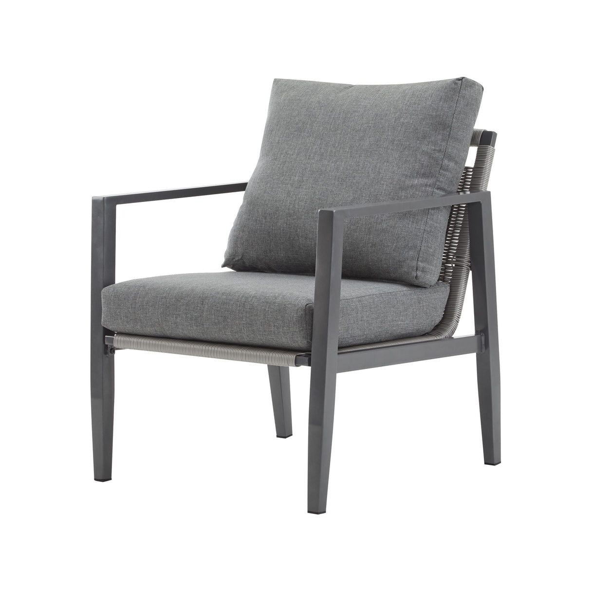 Modern Lounge Chair With Rope Accents And Cushions