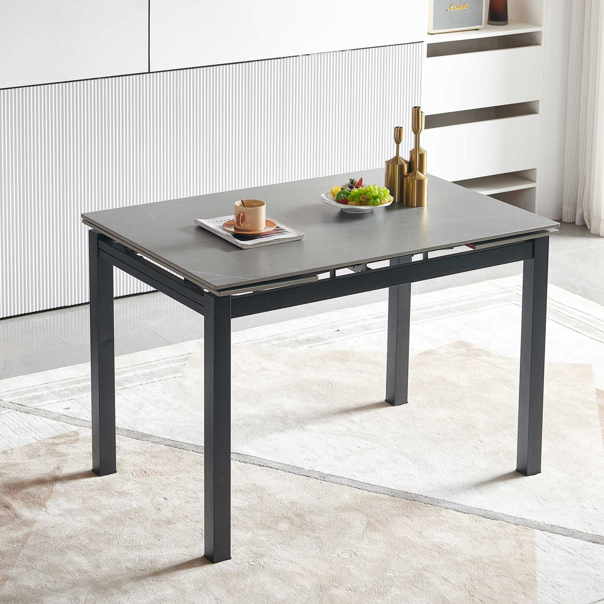 Ceramic Modern Rectangular Expandable Dining Room Table For Space-Saving Kitchen Small Space Table by Couch.com