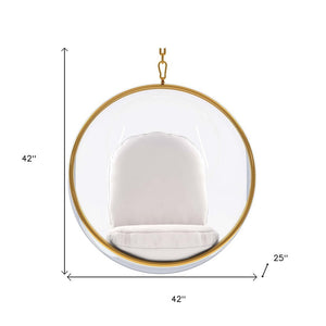 42" White Faux Leather Balloon Chair