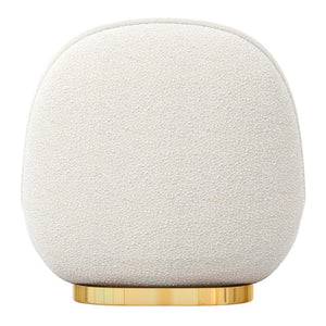 30" White and Gold Boucle Slipper Chair