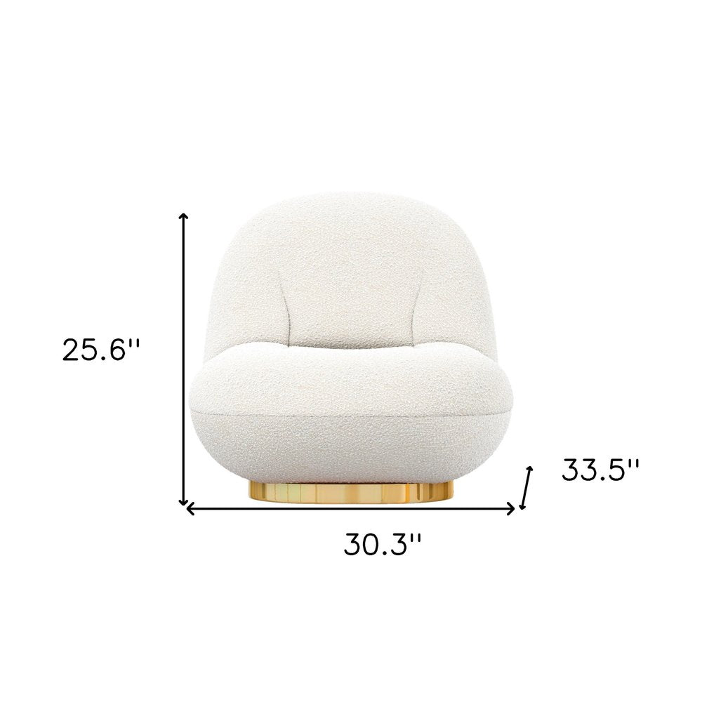 30" White and Gold Boucle Slipper Chair