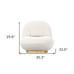 30" White and Gold Boucle Slipper Chair