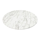 40" White Rounded Stone And Metal Pedestal Base Dining Table