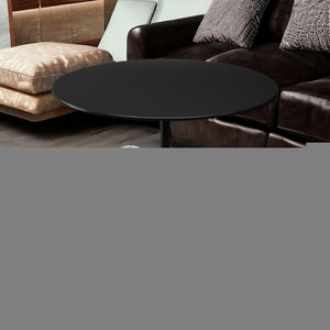 17" Black Steel And Stone Round Coffee Table