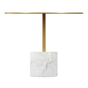 17" Gold And White Steel And Stone Round Coffee Table