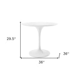 36" White Fiberglass And Metal Dining Table