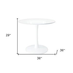 36" White Metal Dining Table