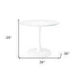 36" White Metal Dining Table