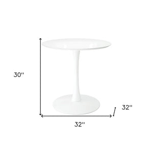 32" White Metal Dining Table