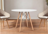 36" White And Natural Solid Wood Dining Table