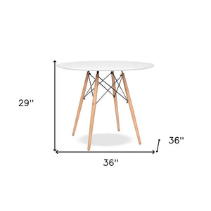 36" White And Natural Solid Wood Dining Table