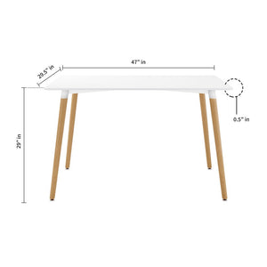 30" White And Natural Solid Wood Dining Table