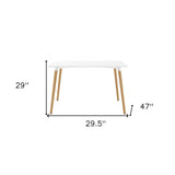 30" White And Natural Solid Wood Dining Table