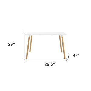 30" White And Natural Solid Wood Dining Table