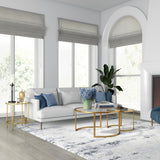 Set of Two Gold Glass And Steel Round Sled Nested Coffee Tables