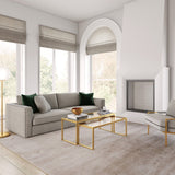 Set of Two Gold Glass And Steel Sled Nested Coffee Tables