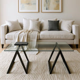 46" Black Glass And Steel Coffee Table