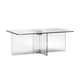 24" Clear Glass And Steel Coffee Table