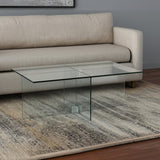 24" Clear Glass And Steel Coffee Table