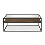 46" Black and Clear Glass And Steel Coffee Table With Shelf