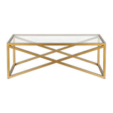 46" Gold Glass And Steel Coffee Table