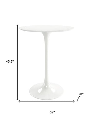 32" White Rounded Fiberglass and Metal Bar Table