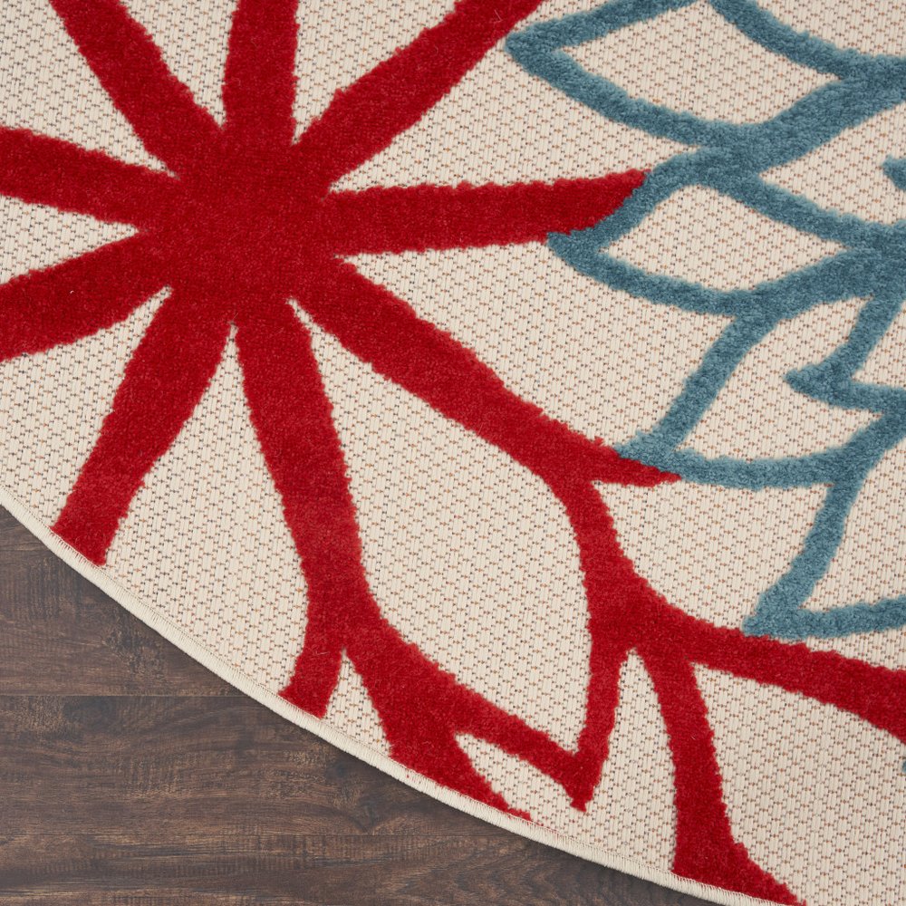 10' Green Orange And Red Round Indoor Outdoor Area Rug