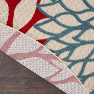 10' Green Orange And Red Round Indoor Outdoor Area Rug