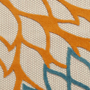 10' X 14' Green Orange And Red Indoor Outdoor Area Rug