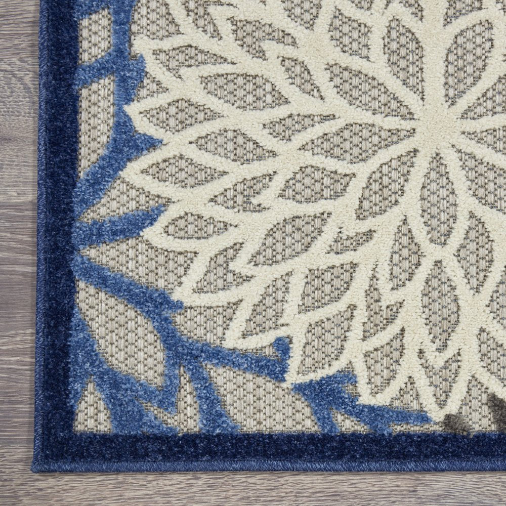 12' X 15' Blue And Ivory Indoor Outdoor Area Rug