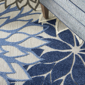 12' X 15' Blue And Ivory Indoor Outdoor Area Rug