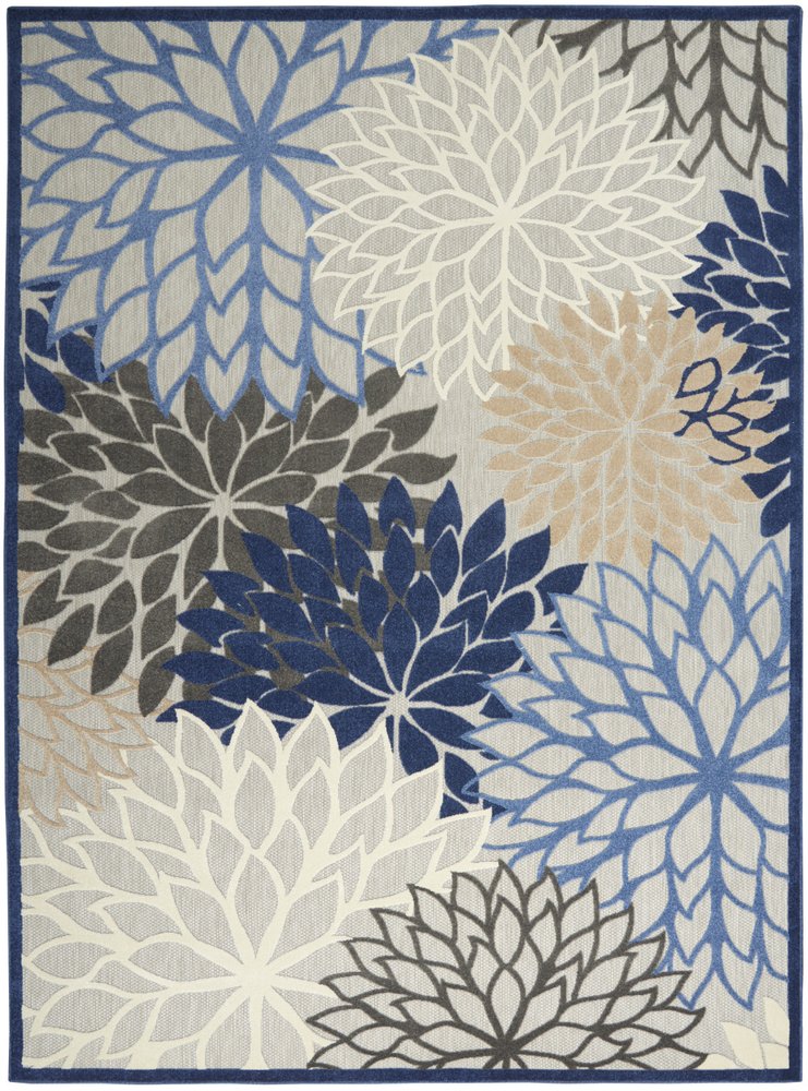 12' X 15' Blue And Ivory Indoor Outdoor Area Rug