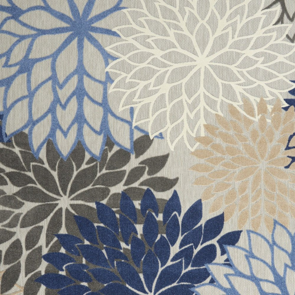 12' X 15' Blue And Ivory Indoor Outdoor Area Rug