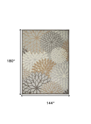 12' X 15' Gray And Ivory Indoor Outdoor Area Rug