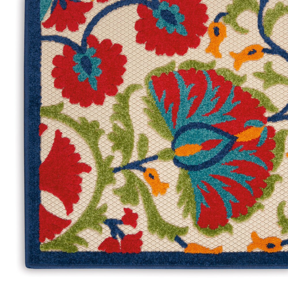 10' X 14' Red And Ivory Indoor Outdoor Area Rug